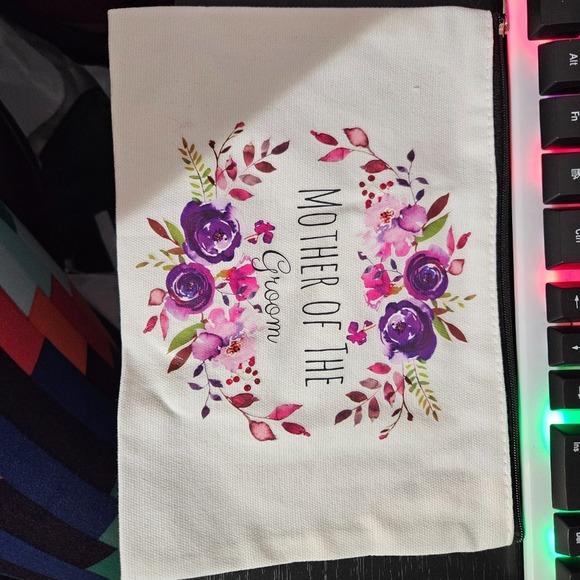 Mother of the Groom Makeup Bag Floral Wedding Gift Cosmetic Travel Pouch‎ - Picture 1 of 6